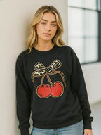 Ladies Bow Cherry Sweatshirt