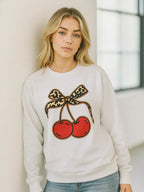 Ladies Bow Cherry Sweatshirt