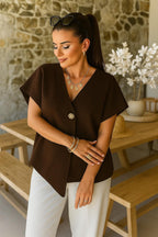 Ladies One Button Knitted Top