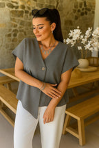 Ladies One Button Knitted Top