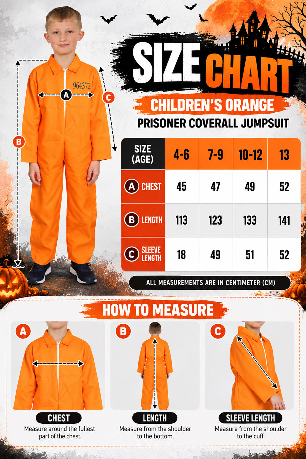 Children's Orange Prisoner Coverall Jumpsuit