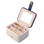 Creative Small Jewelry Box Multilayer Portable Travel Jewelry Box Leather Earrings Storage Box - Light Blue