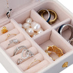 Creative Small Jewelry Box Multilayer Portable Travel Jewelry Box Leather Earrings Storage Box - Light Blue