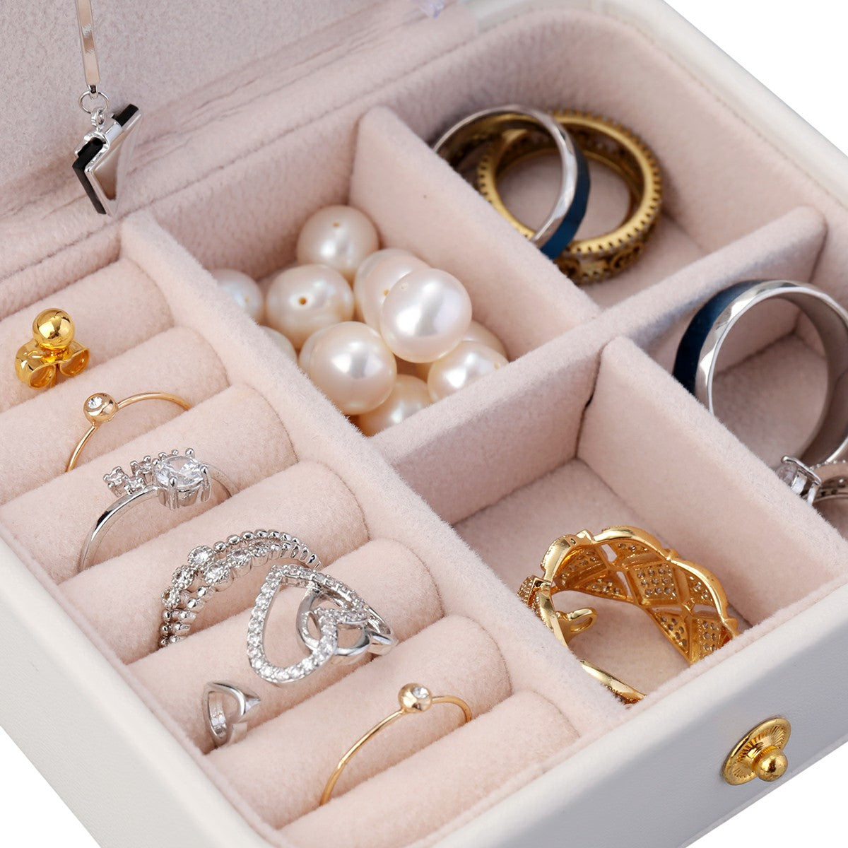 Creative Small Jewelry Box Multilayer Portable Travel Jewelry Box Leather Earrings Storage Box - Light Blue