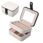 Creative Small Jewelry Box Multilayer Portable Travel Jewelry Box Leather Earrings Storage Box - Light Blue