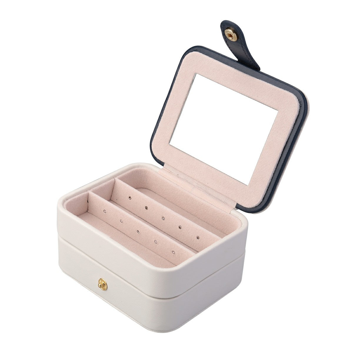 Creative Small Jewelry Box Multilayer Portable Travel Jewelry Box Leather Earrings Storage Box - Light Blue