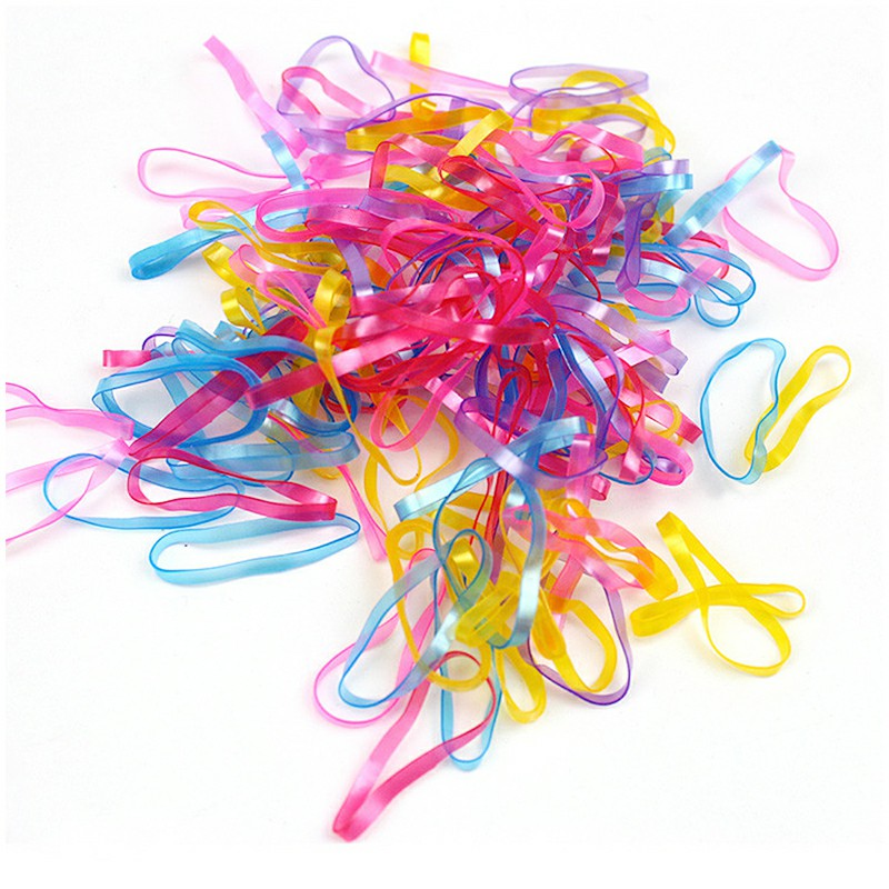 1000Pcs/Bag Disposable Elastics Hair Bands Girls TPU Rubber Ponytail Holder Band - Color 7