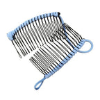 20 Tooth Vintage Banana Hair Clip Stretchable Comb - Blue