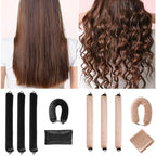 5pcs Overnight Heatless Hair Curler Blowout Rods Heatless Curls Flexi Rods with Silk Scarf for All Hair Types - Black