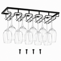 5 Slot Under Cabinet Wine Glass Rack Black Metal Stemware Holder Storage Organiser for Home Bar