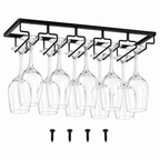 5 Slot Under Cabinet Wine Glass Rack Black Metal Stemware Holder Storage Organiser for Home Bar