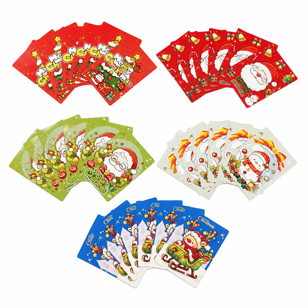 30pcs Christmas Cards 5 Designs 3D Fold-Out Xmas Greeting Cards Kids Party