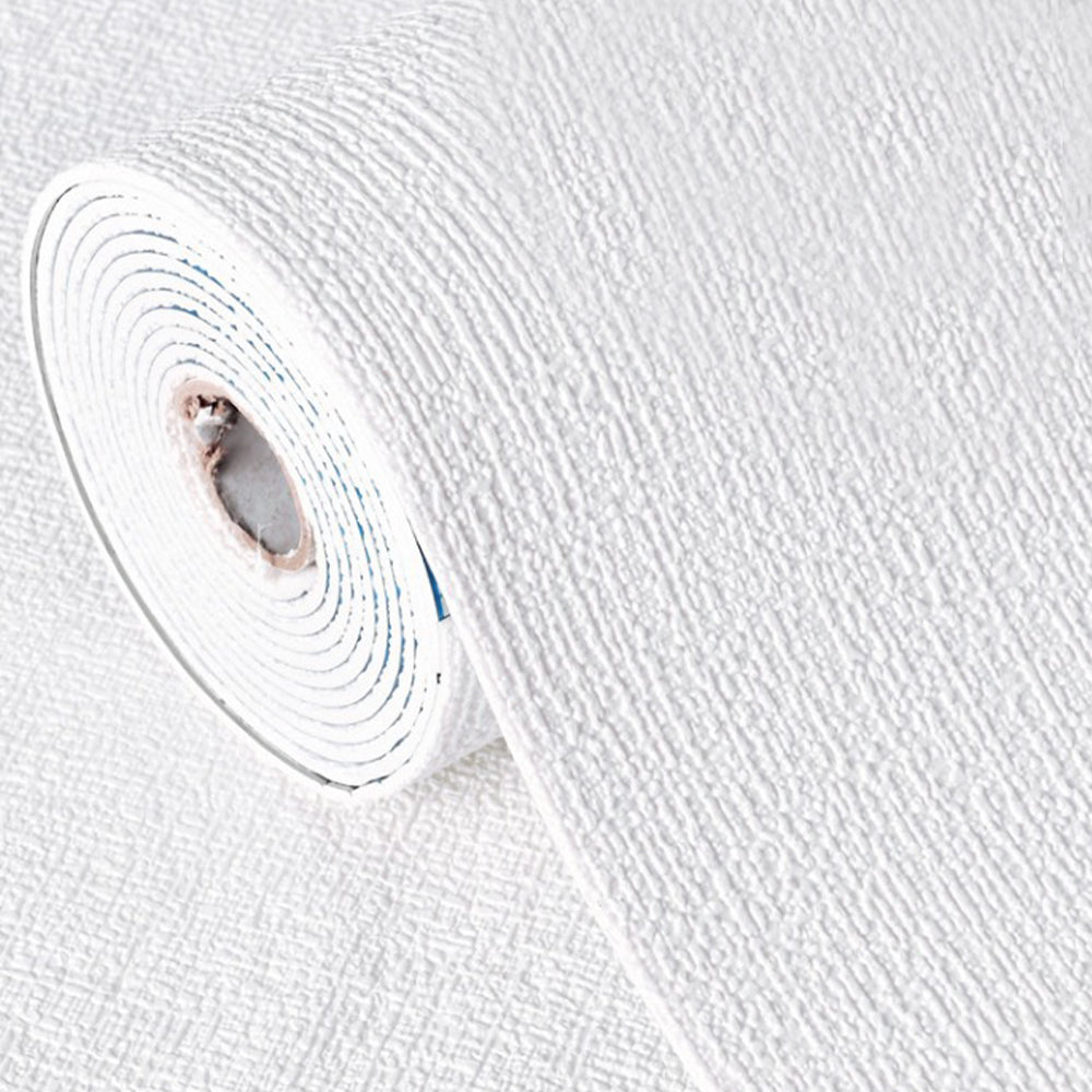 Thicken Self-adhesive Wallpaper Linen Plain Color Decor