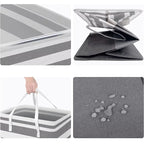 2 Pack Laundry Basket Folding Hamper Bag Storage Bin with Handle - Grey+Black