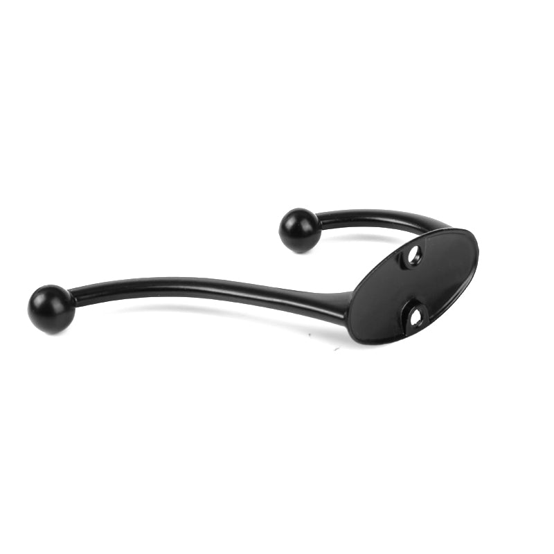 10 pcs Zinc Alloy Double Hat and Coat Hooks Door and Wall Clothing Hangers - Black