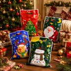 50pcs Christmas Gift Bags 4 Designs Santa Snowman Party Loot Sweet Bags 25x16cm