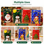 50pcs Christmas Gift Bags 4 Designs Santa Snowman Party Loot Sweet Bags 25x16cm