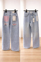 Wide-Leg Distressed Denim Jeans
