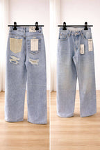 Wide-Leg Distressed Denim Jeans