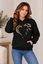 Ladies Leopard Heart Butterfly Print Oversize Hoodie Sweatshirt
