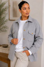 Ladies Long Sleeve Button Up Shacket