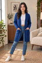 Women's Oversize Baggy Chunky Cable Knitted Pocket Long Cape Cardigan