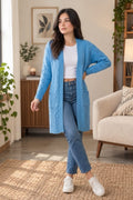Women's Oversize Baggy Chunky Cable Knitted Pocket Long Cape Cardigan