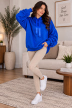 Women’s Ruched Sleeve Oversized Ladies Ribbon Hoodie Jumper Top