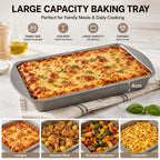 Rectangular Baking Tray 32 x 19 x 4cm Deep Oven Baking Pan, Metal Roasting Tray for Cakes, Brownies, Lasagne and Everyday Cooking