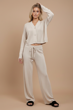 3 Button Cardigan with Flares Bottoms Full Suit Set