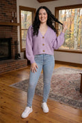 Chunky Knit Cardigan Balloon Sleeve Cropped 3 Button Jumper Soft Cozy Top