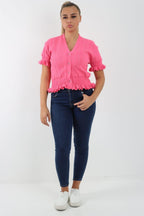 Short Sleeve Frill Cardigan