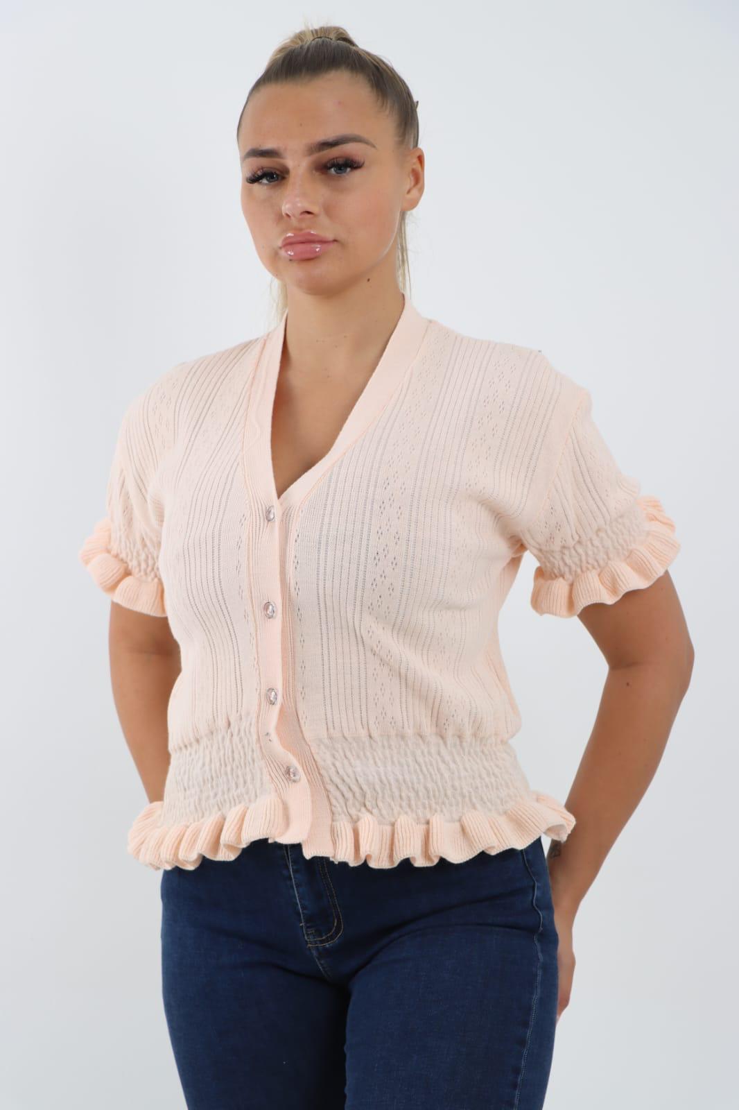 Short Sleeve Frill Cardigan