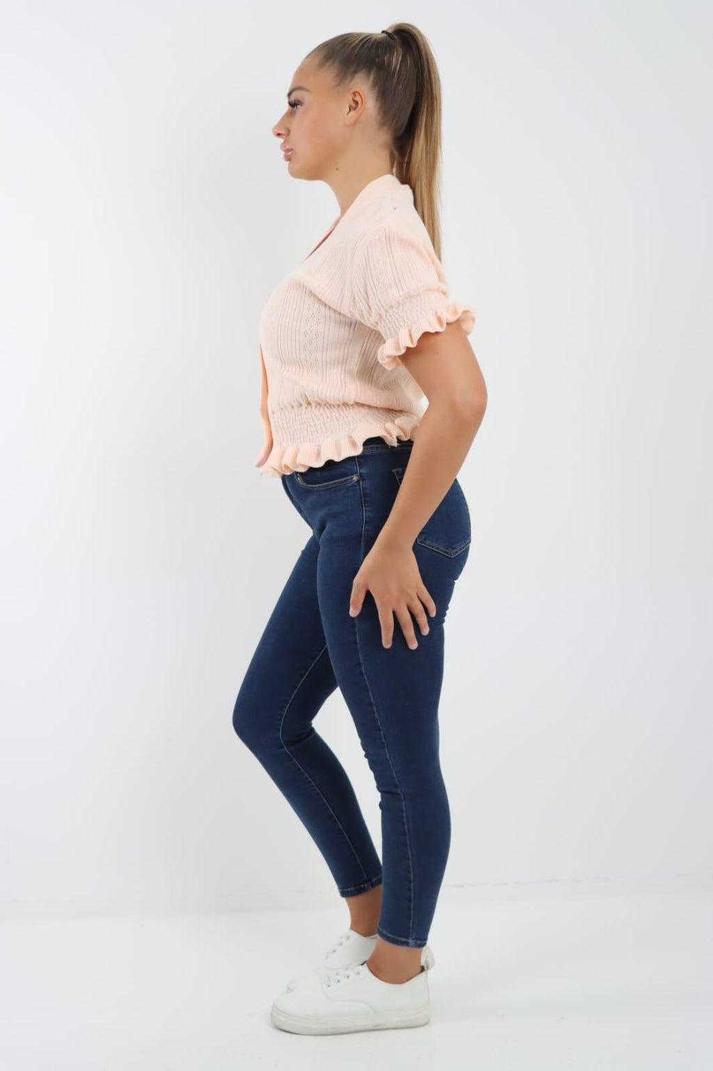 Short Sleeve Frill Cardigan