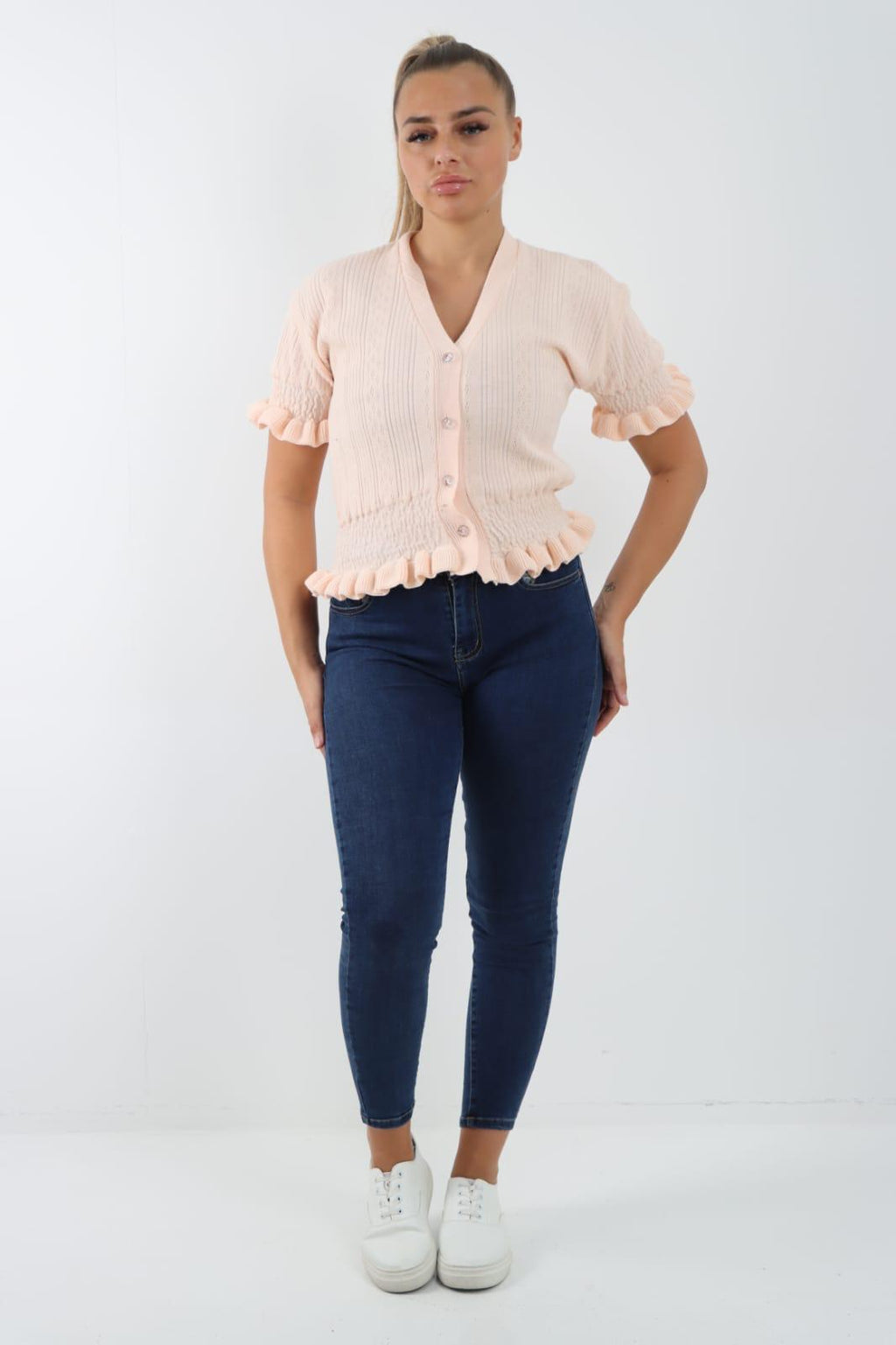 Short Sleeve Frill Cardigan