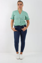 Short Sleeve Frill Cardigan