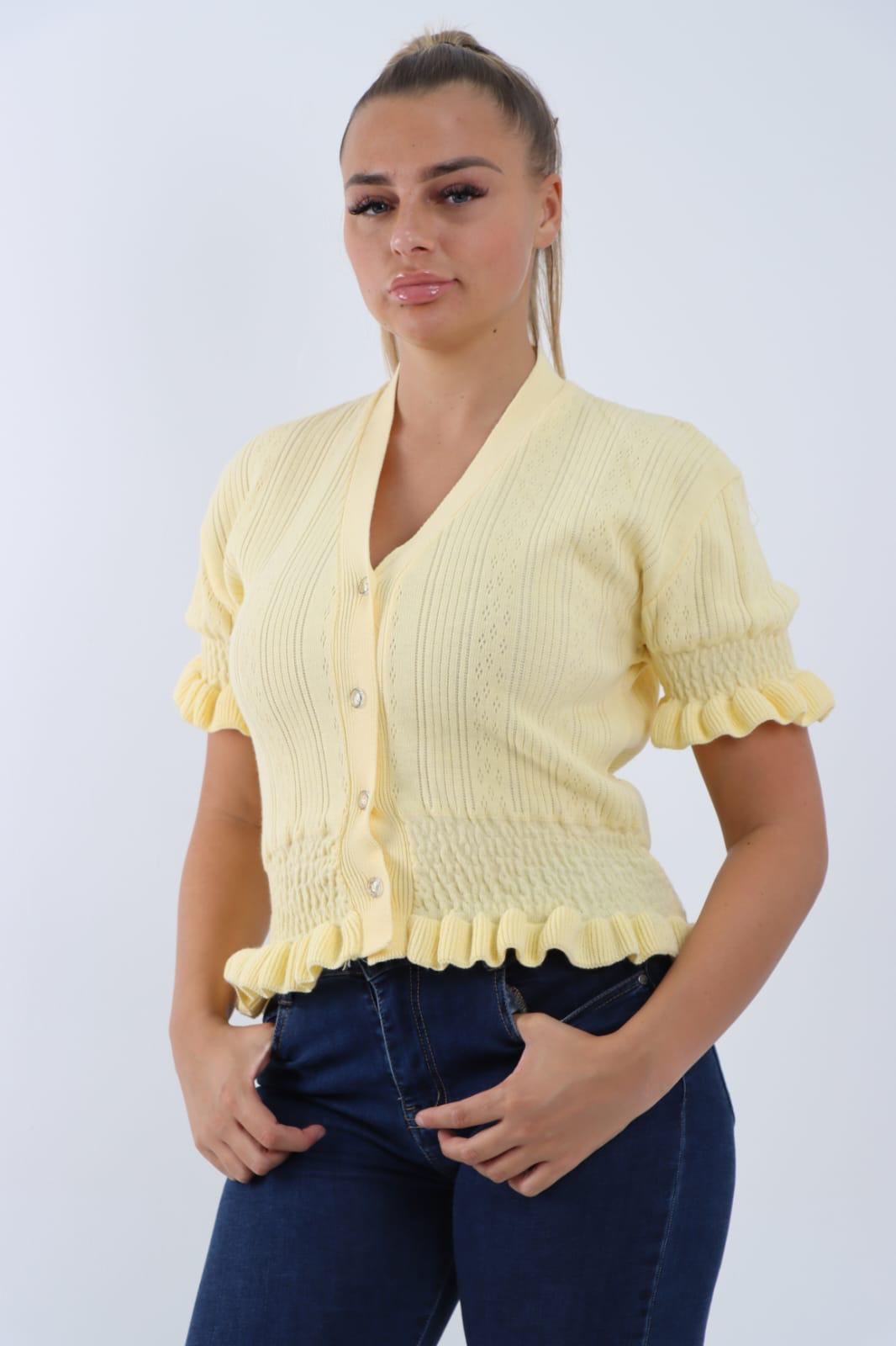 Short Sleeve Frill Cardigan