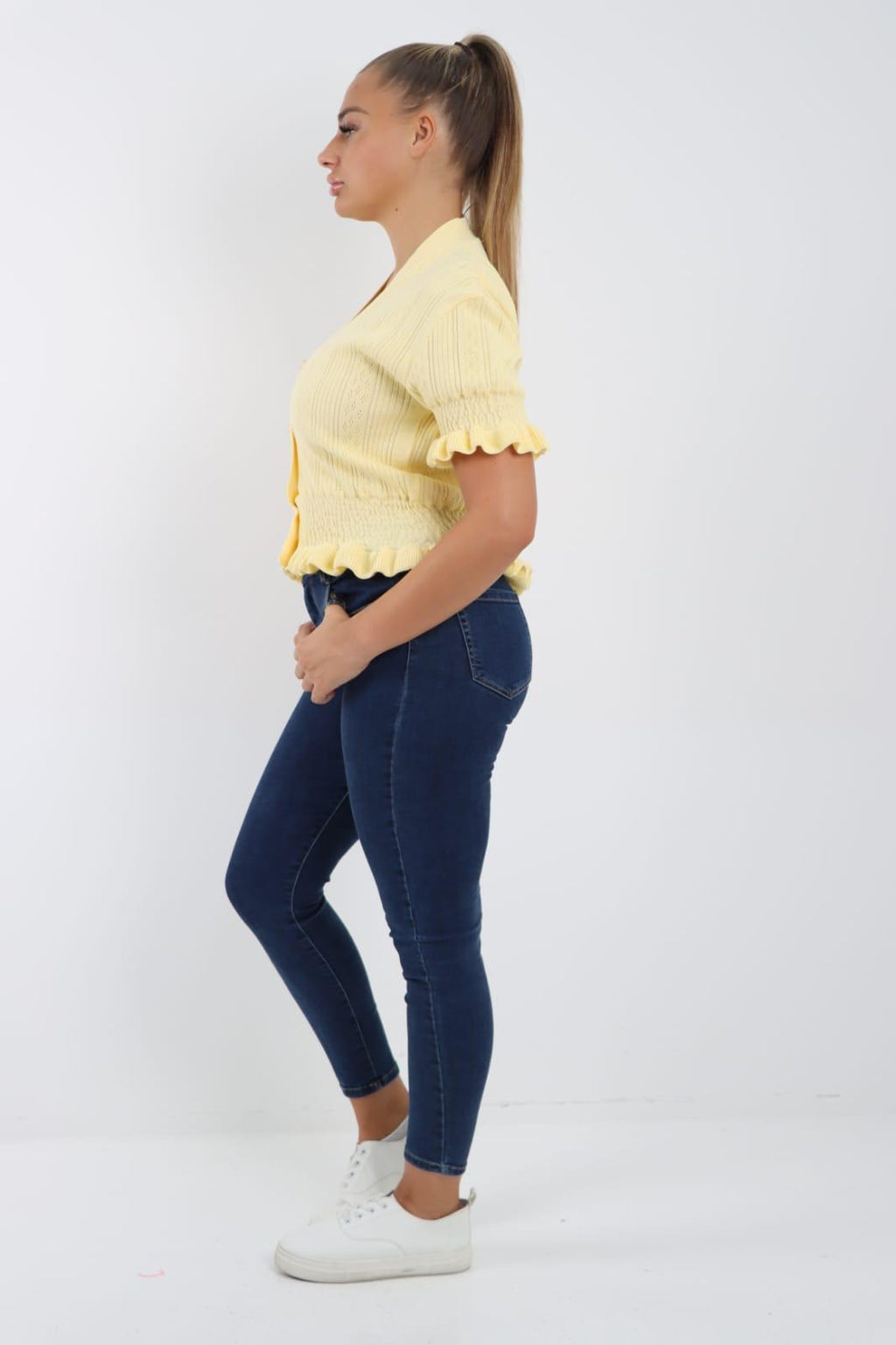 Short Sleeve Frill Cardigan