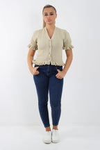 Short Sleeve Frill Cardigan