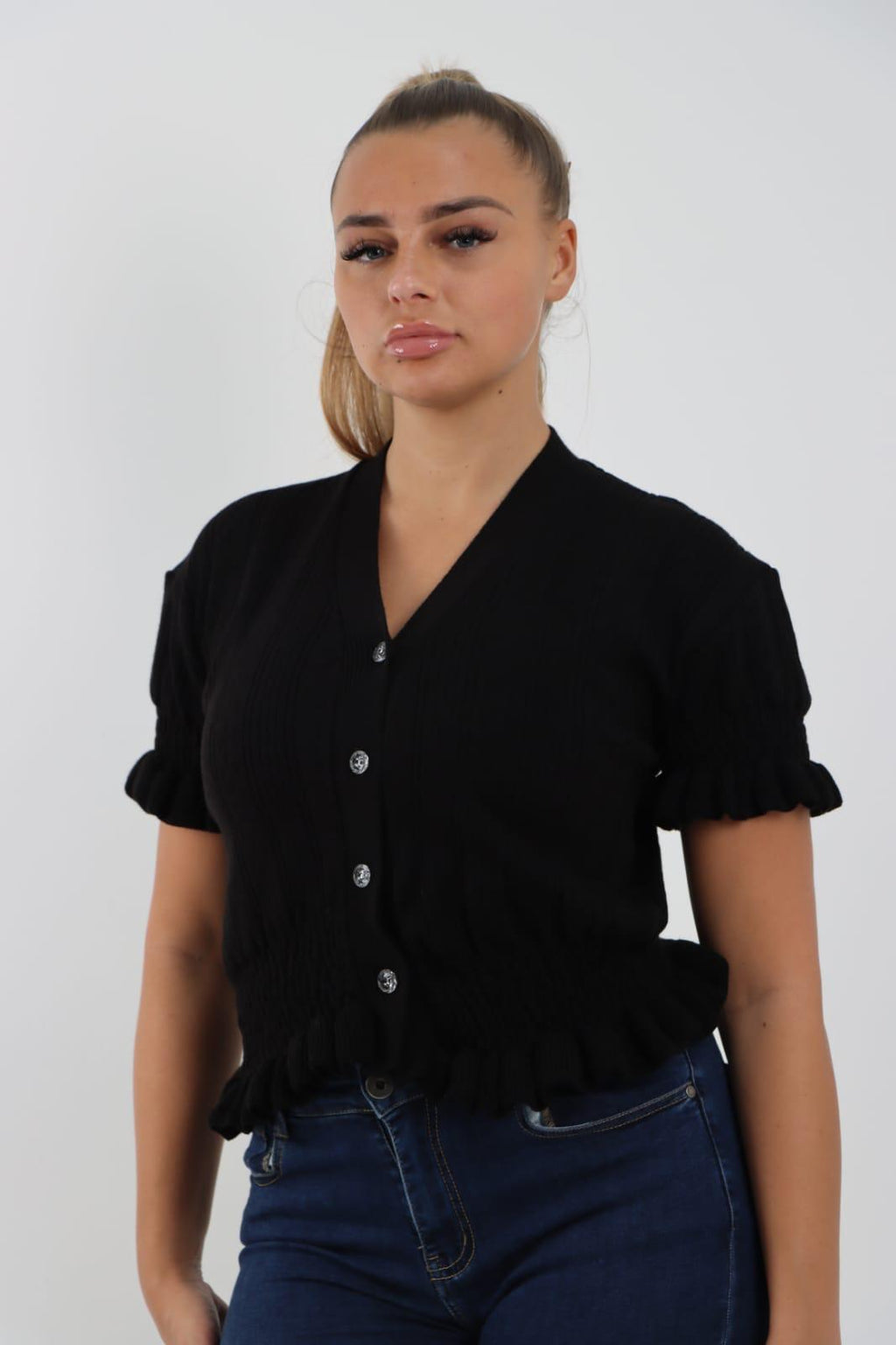 Short Sleeve Frill Cardigan