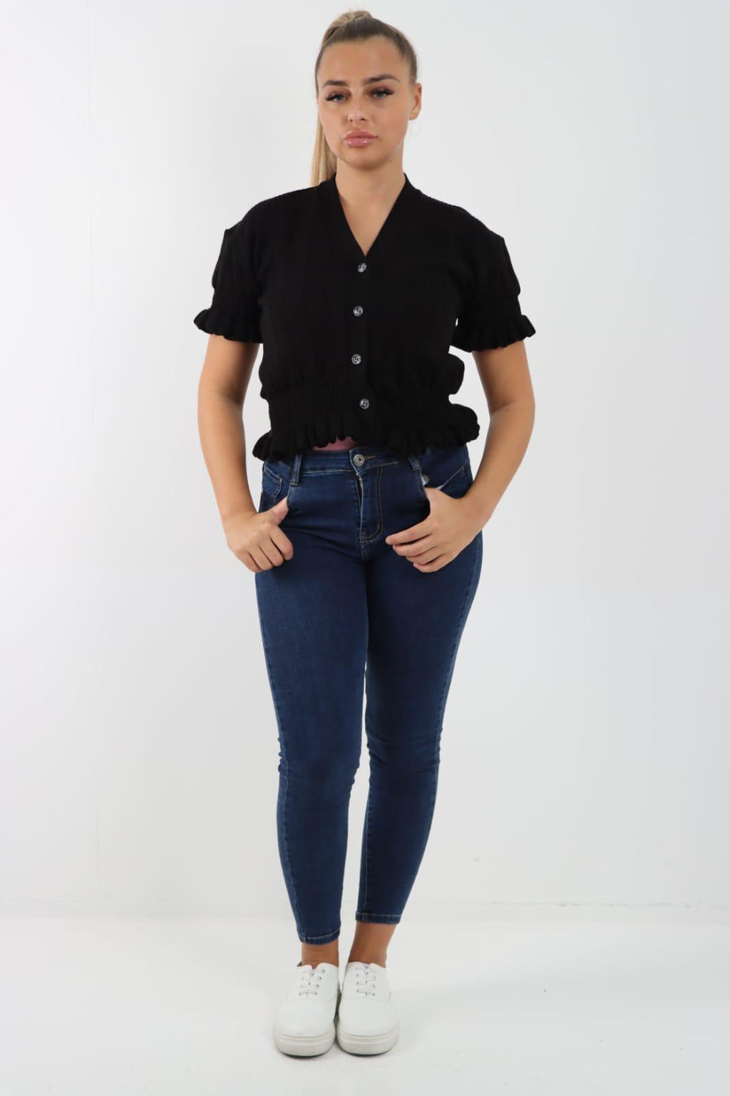 Short Sleeve Frill Cardigan