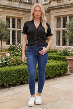 Short Sleeve Frill Cardigan
