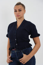 Short Sleeve Frill Cardigan