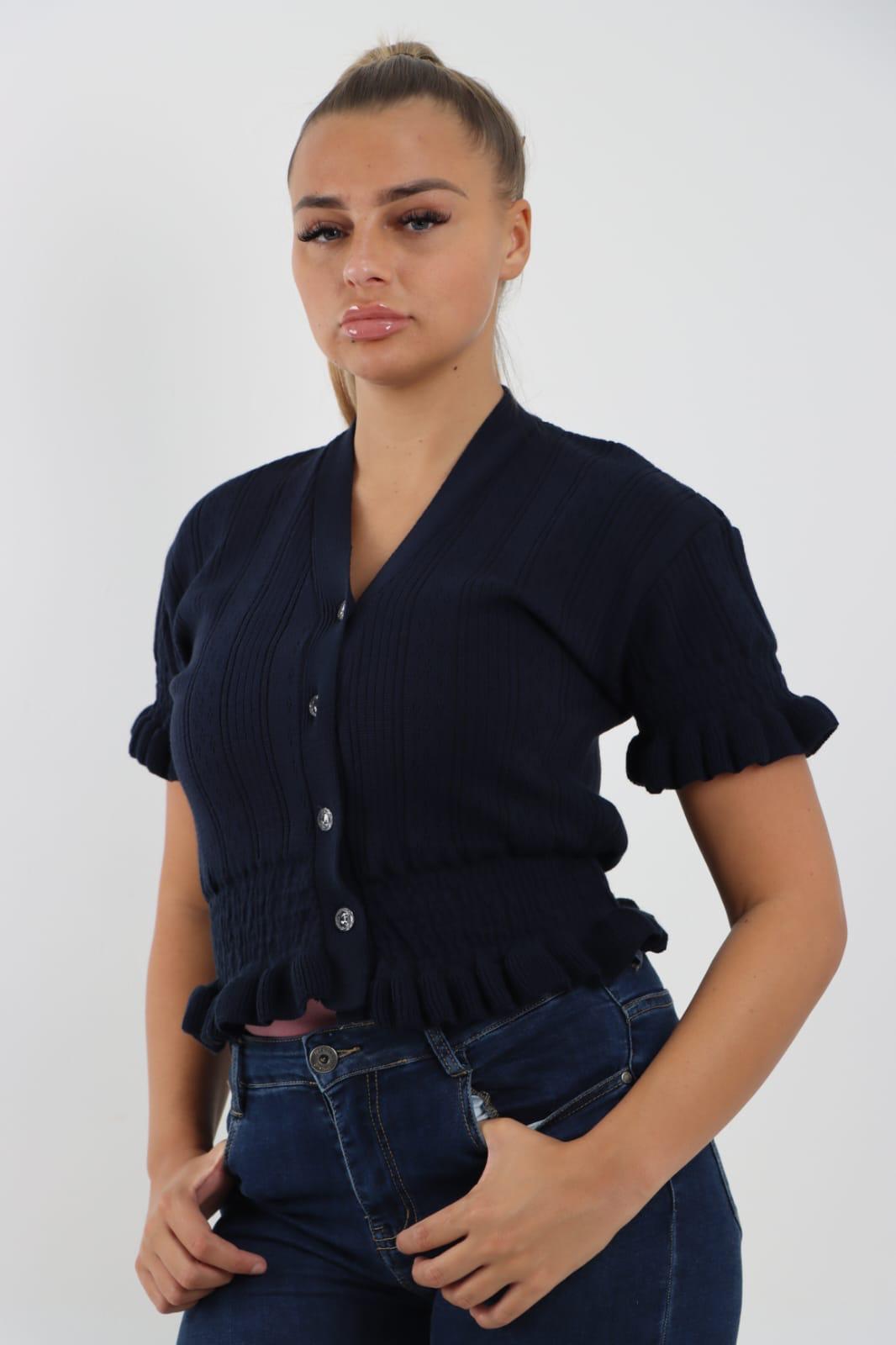 Short Sleeve Frill Cardigan