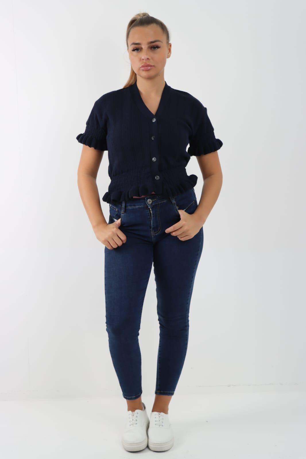 Short Sleeve Frill Cardigan