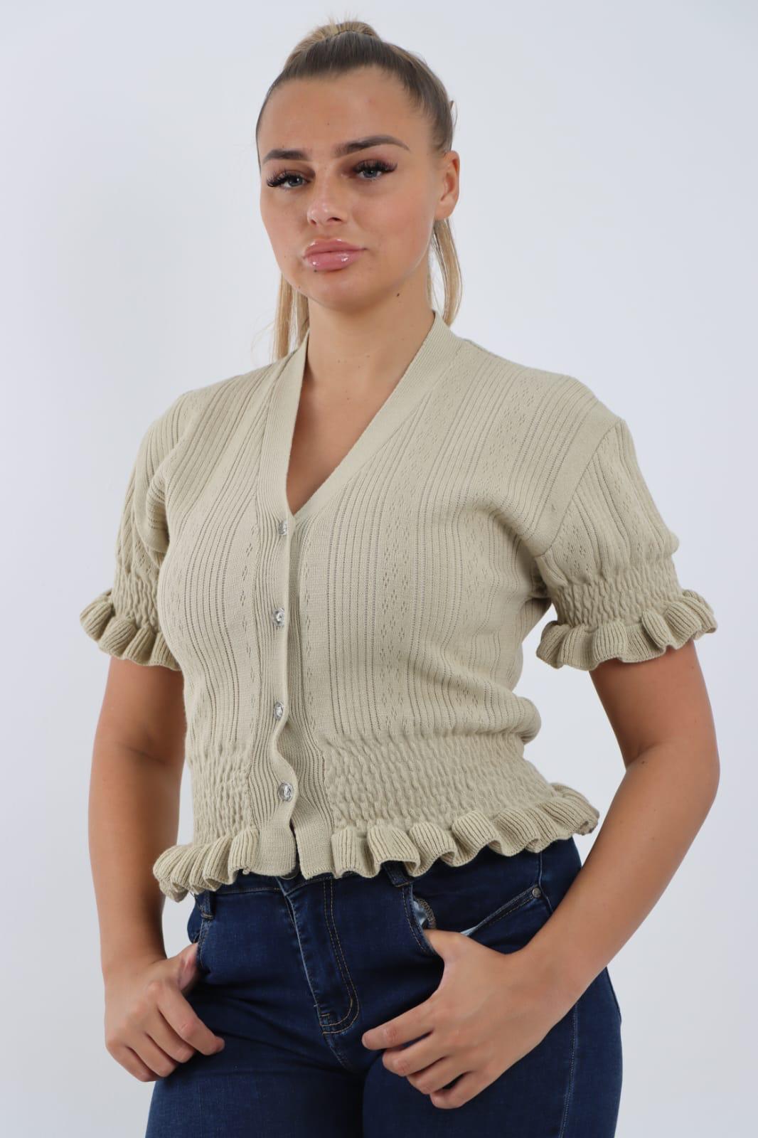 Short Sleeve Frill Cardigan