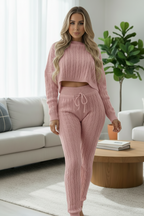 Womens Cable Knitted Baggy 2 Pieces Lounge Wear Casual Set Ladies Suit Tracksuit