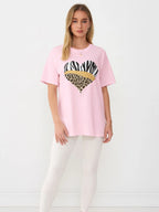 Ladies Tiger/Leopard Heart Oversized T Shirt