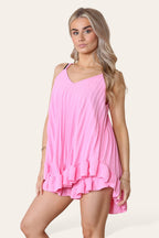 Cami Pleated Frill Hem Top & Matching Frill Shorts Co-Ord Set - AX Labels