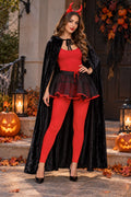 Unisex Black Velvet Hooded Cape